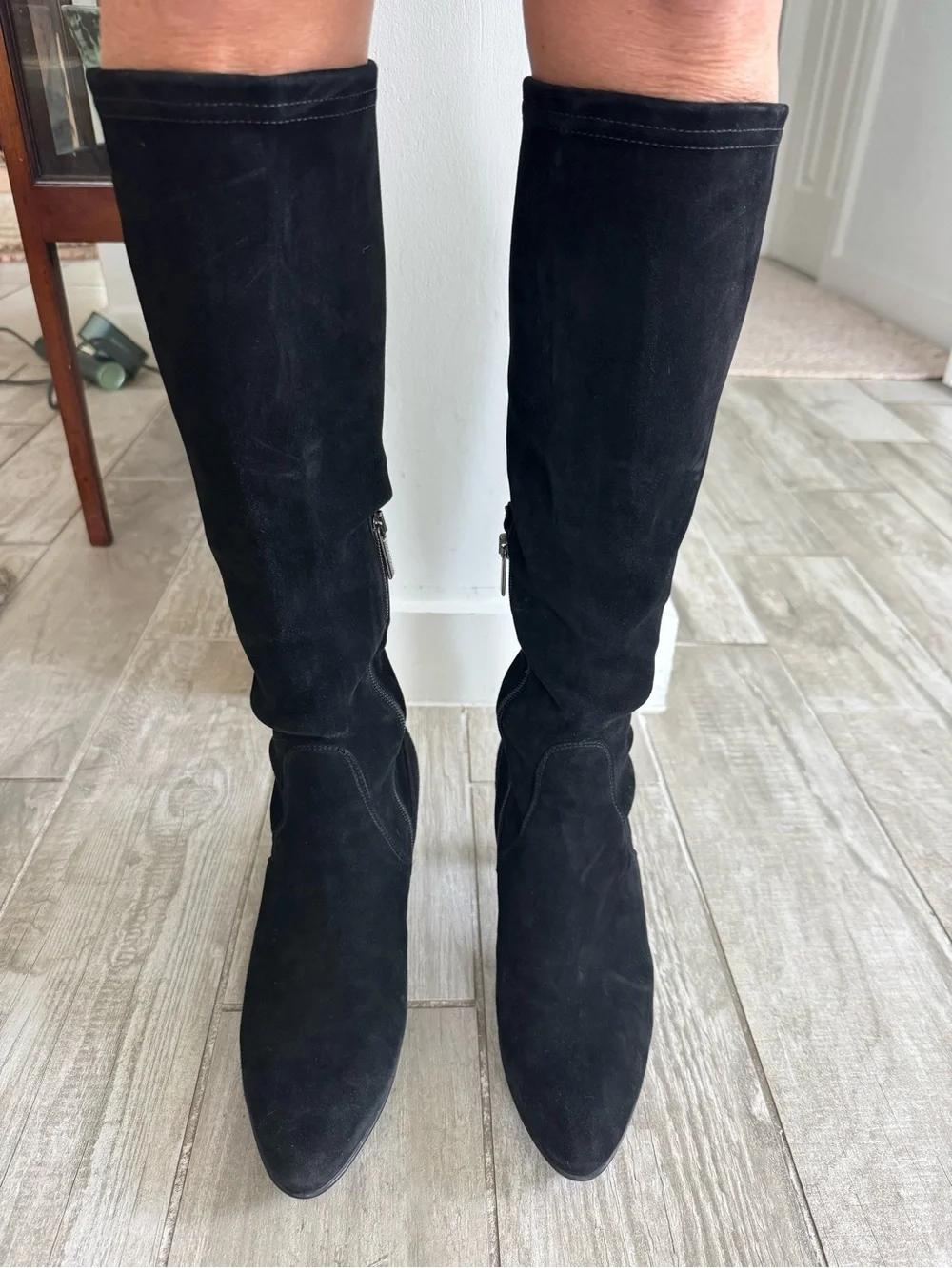 Aquatalia Black Knee High Heeled Boots Made Italy 8.5